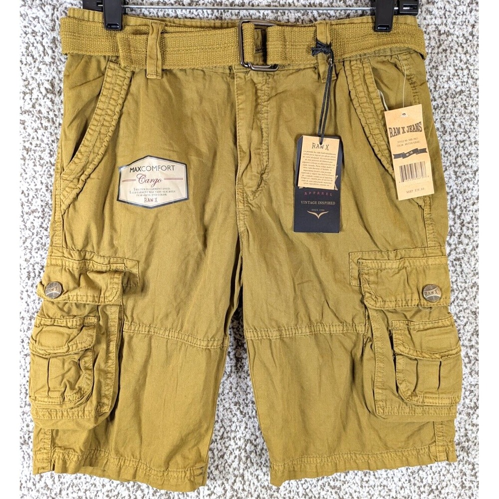 Raw X Jeans Cargo Shorts Boys Size 18 Tan‎ Max Comfort